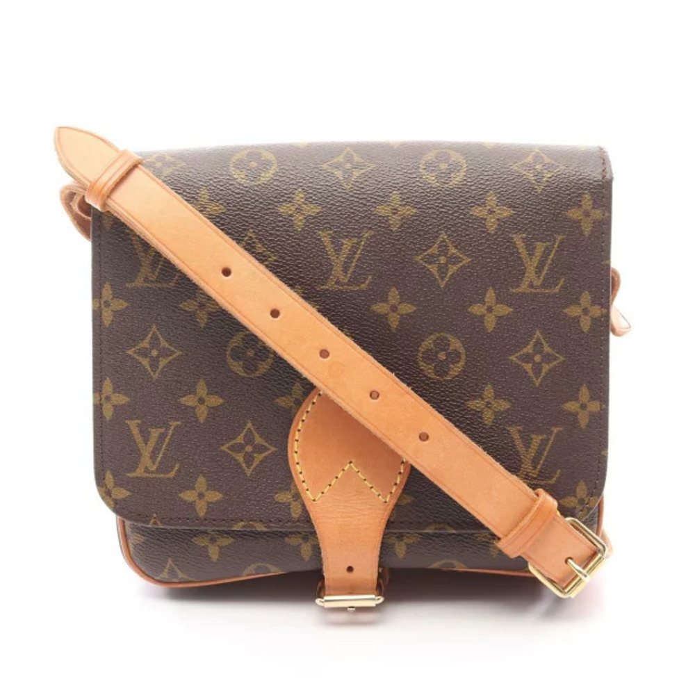 Louis Vuitton Cartouchiere Monogram Shoulder Bag Canvas Leather Brown